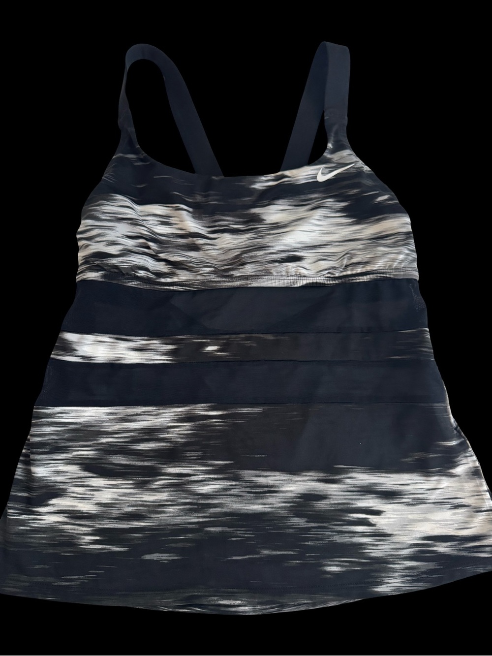 Nike Black & White Wave-Print Performance Tank